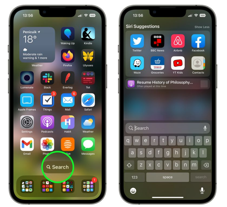 连山苹果手机维修分享升级到 iOS 16 后，如何删除主屏幕上的搜索按钮 
